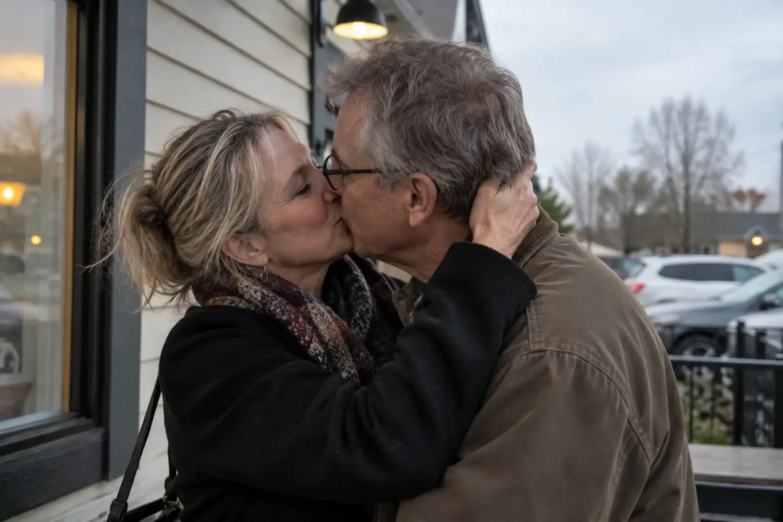 Mature couple sharing a kiss