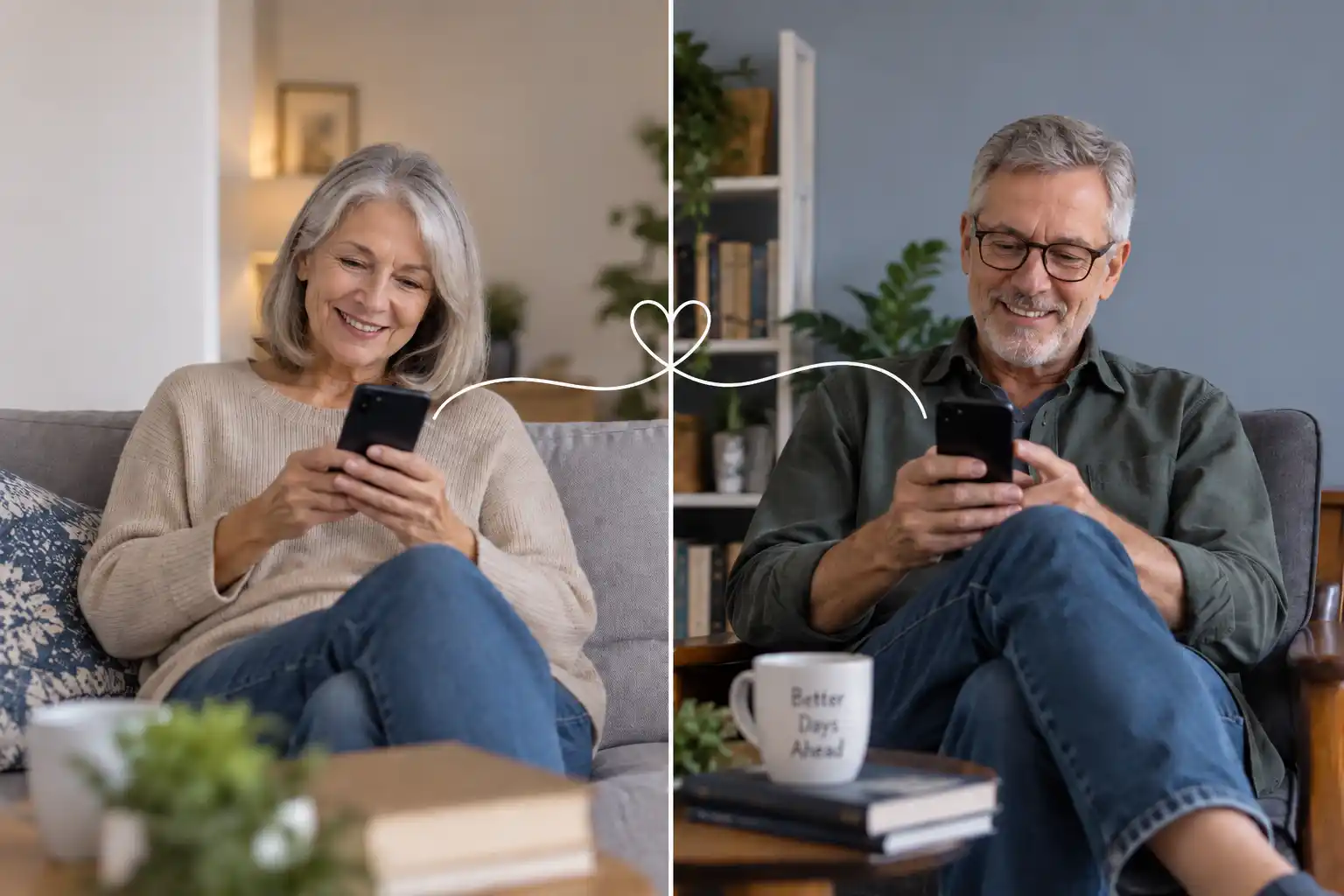 Couple connecting from separate homes